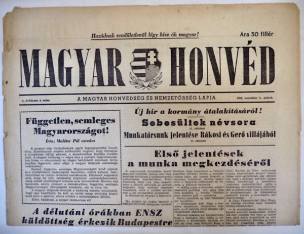 Magyar Honvd jsg 1956. november. 02.