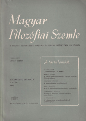 Magyar Filozfiai Szemle IX. vf. 5. szm 1965