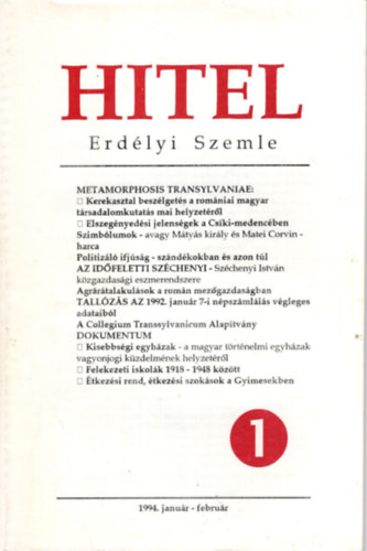 Hitel Erdlyi Szemle 1994. janur-februr (egybektve)