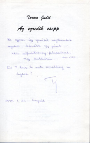 Az ezredik csepp - dediklt