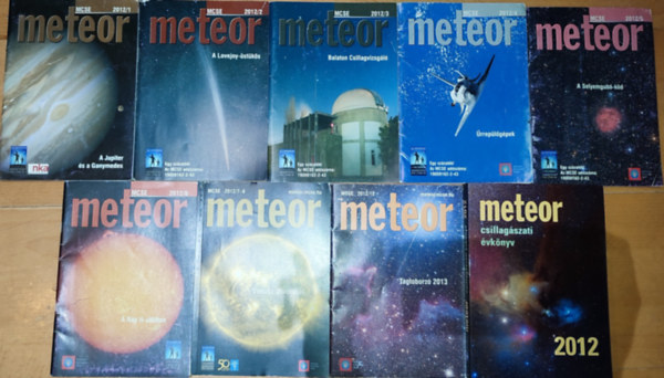 9db Meteor folyóirat - 2012/1.; 2.; 3.; 4.; 5.; 6.; 7-8.; 12.; Csillagászati évkönyv 2012