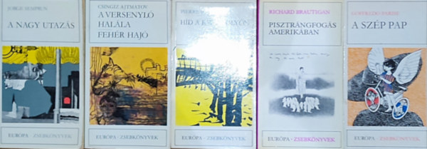 5db regny a Eurpa zsebknyvek sorozatbl - Csingiz Ajtmatov-A versenyl halla/Fehr haj, Jorge Semprun-A nagy utazs, Pierre Boulle-Hd a Kwai folyn, Richard Brautigan-Pisztrngfogs Amerikban, Goffredo Parise-A szp pap