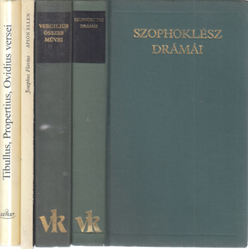 4 db. ókori szerzők művei (Szophoklész drámái + Vergilius összes művei + Apión ellen, avagy a zsidó nép ősi voltáról + Tibullus, Propertius, Ovidius versei)