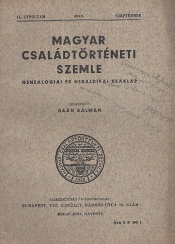 Magyar csal�dt�rt�neti szemle (IX. �vf. 1943. szeptember)