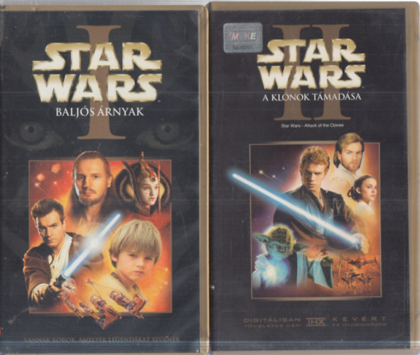 Star Wars I-II. gyári VHS videókazetta, eredeti tokjában (Baljós árnyak + A klónok támadása)