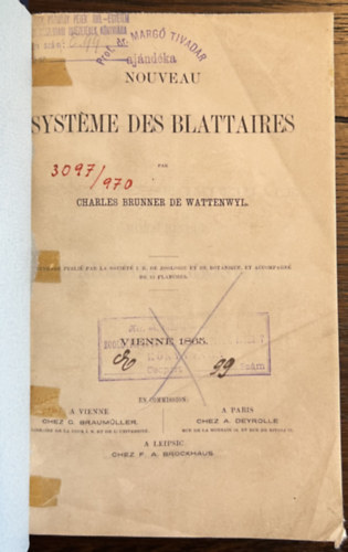 Nouveau systeme des blattaires - A cstnyok vagy blattidk j rendszere - 1865