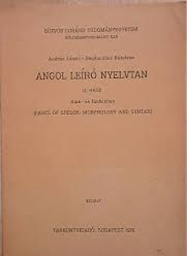 Angol ler nyelvtan  II. rsz (Alak s funkcitan - kzirat)