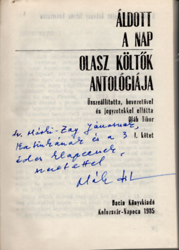 ldott a nap -Olasz kltk antolgija I-II. ktet - dediklt