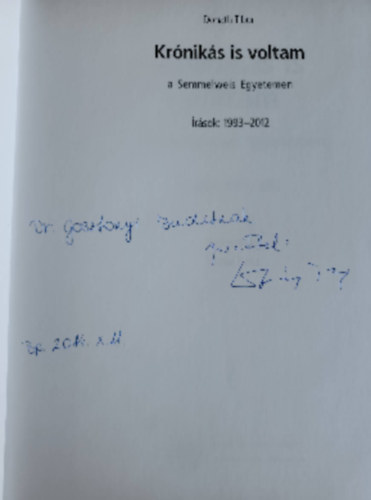 Krniks is voltam a Semmelweis Egyetemen rsok 1993-2012