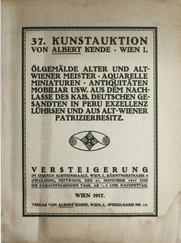 Ismeretlen - 37. Kunstauktion von Albert Kende - Wien I.
