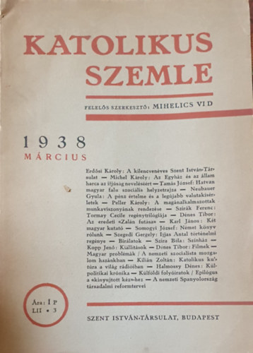 Mihelics Vid /szerk./ - Katolikus szemle 1938 mrcius