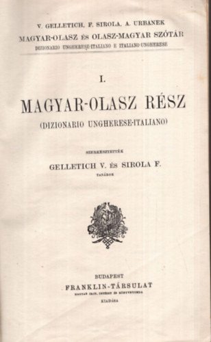 Magyar-olasz s olasz-magyar sztr I-II.
