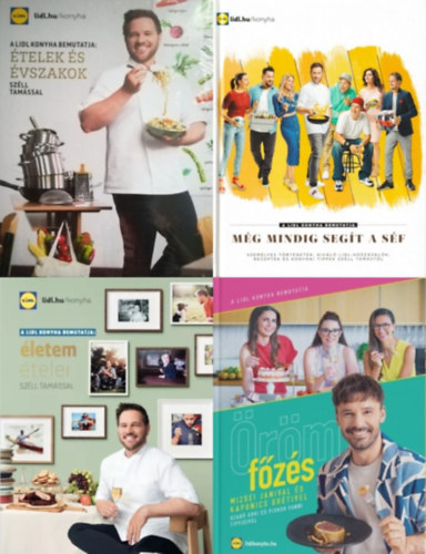 4 db Lidl szak�csk�nyv egy�tt:  �letem �telei + �telek �s �vszakok + M�g mindig seg�t a s�f + �r�mf�z�s