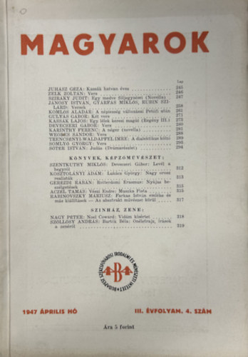 Magyarok - 1947 �prilis - III. �vfolyam 4. sz�m