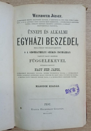 Weinhofer Jzsef nnepi s alkalmi egyhzi beszdei