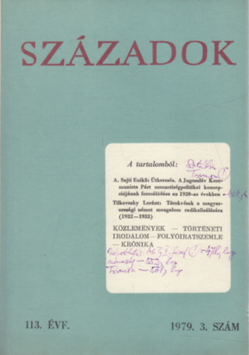Szzadok 1979/3. (A Magyar Trtnelmi Trsulat kzlnye)