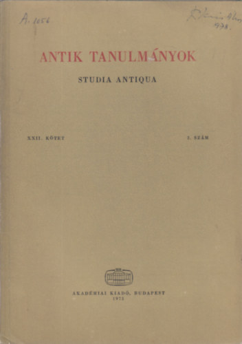 Antik tanulm�nyok-Studia antiqua XXII. k�tet 2. sz�m