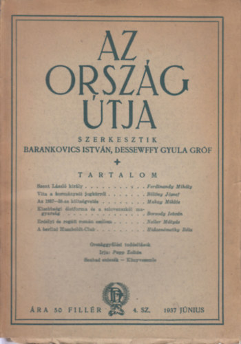 Barankovics Istvn Dessewffy Gyula grf  (szerk.) - Az orszg tja 1937. jnius (4.szm)