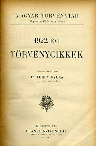 1922. vi trvnyczikkek (magyar trvnytr)