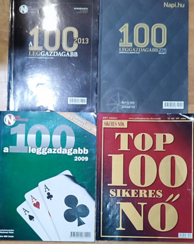 4db top 100 felsorolssal kapcsolatos folyirat - Sikeres nk-Top 100 sikeres n, A 100 leggazdagabb 2009, A 100 leggazdagabb 2013, A 100 leggazdagabb 2015,