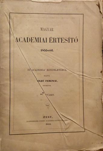 Magyar Academiai rtest 1855-rl.