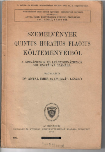 Szemelv�nyek Quintus Horatius Flaccus k�ltem�nyeib�l
