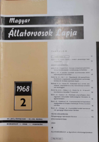 Magyar �llatorvosok Lapja - 1968 2., 23. �vfolyam 53-112 oldal