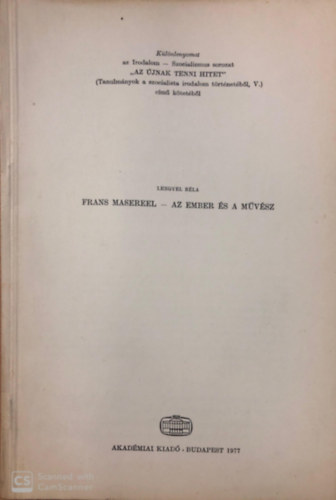 Frans Masereel - Az ember s a mvszet - klnlenyomat