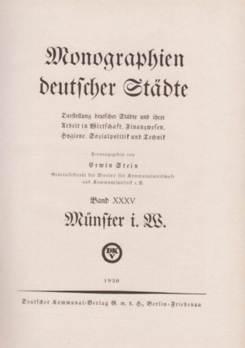 Erwin Stein (Hrsg.) - Münster i. W. (Monographien deutscher städte)