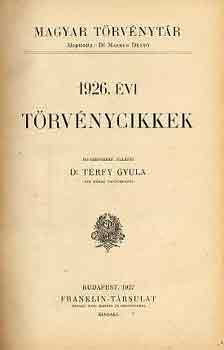1926. vi trvnycikkek (Magyar Trvnytr)