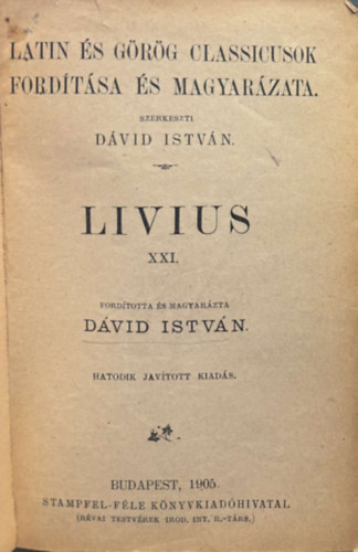 Livius XXI. (Latin s Grg Classicusok fordtsa s magyarzata)