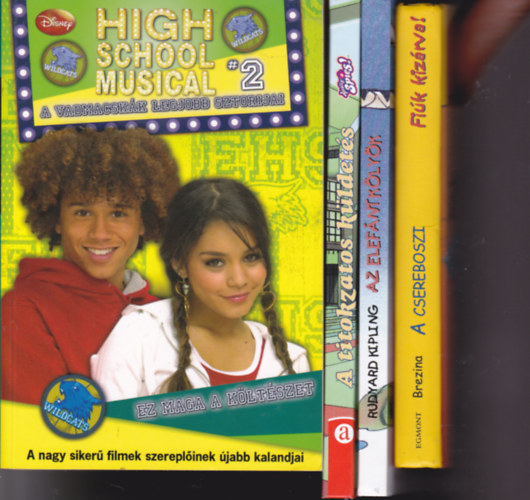 4 db ifjsgi knyv:High School Musical 2. A vadmacskk legjobb sztorijai + T.Brezina:A csereboszi. Fik kizrva  +R.Kipling:Az elefntklyk + Totally Spies! A titokzatos kldets.