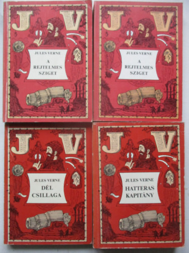 4 db Verne k�tet (Hatteras kapit�ny  + D�l csillaga + A rejtelmes sziget 1-2)