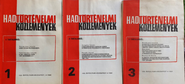 Hadt�rt�nelmi K�zlem�nyek 1989. 102. �vfolyam 1-3. teljes �vfolyam