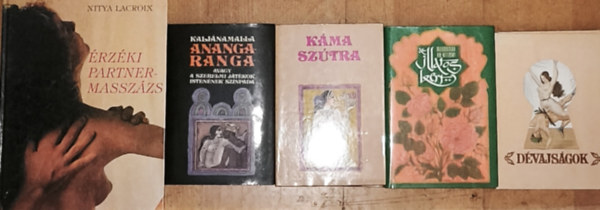 4db erotikus tartalm� k�nyv + aj�nd�k �rz�ki partnermassz�s album - D�vajs�gok, M. A. Nefzawi-Az illatos kert, V�tszj�jana-K�ma Sz�tra, Kalj�namalla-Anangaranga + Nitya Lacroix-�rz�ki partnermassz�zs