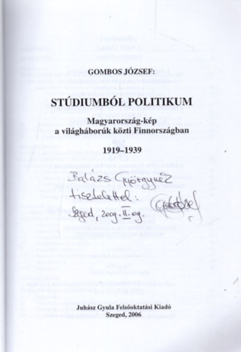 Stdiumbl politikum - Magyarorszg-kp a vilghbork kzti Finnorszgban 1919-1939