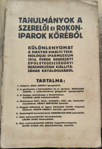 Tanulm�nyok a szerel�i �s rokoniparok k�r�b�l (1914)
