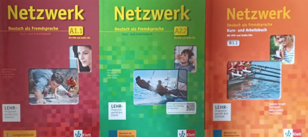 Netzwerk A1.1 Kurs- und Arbeitsbuch mit DVD und Audio CDs + Netzwerk A1.2 Kurs- und Arbeitsbuch mit DVD und Audio CDs + Netzwerk B1.1  Kurs- und Arbeitsbuch mit DVD und 2 Audio-CDs  (3 db)