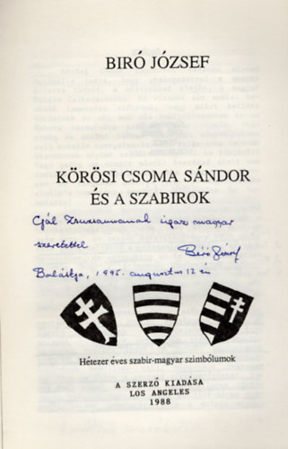 Krsi Csoma Sndor s a szabirok- dediklt