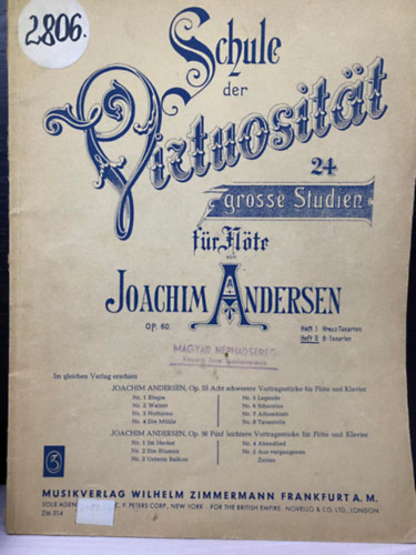 Schule der Virtuositt - 24 grosse Studien fr Flte von Joachim Andersen(Op. 60.) Heft II. B-Tonarten