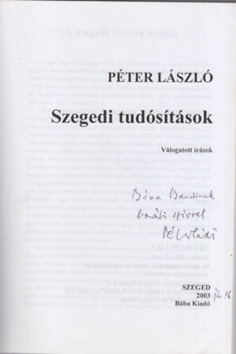 Szegedi tudstsok  - Vlogatott rsok - Dediklt