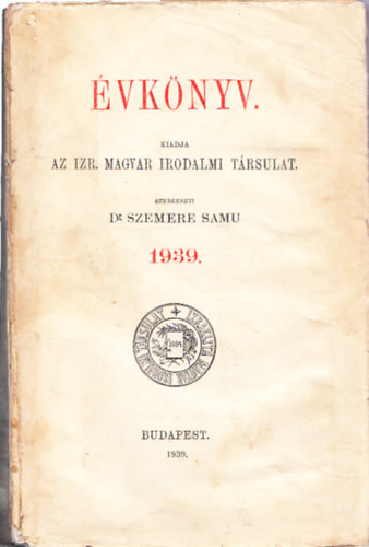 vknyv - Izraelita Magyar Irodalmi Trsulat 1939