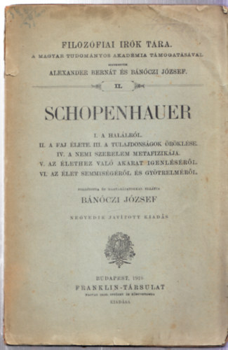 Schopenhauer (Filozfiai rk tra II.)