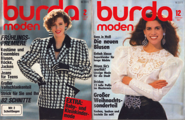 Burda Moden 1987/2., 3. 12. szmok szabsminta mellklettel (nmet nyelv)