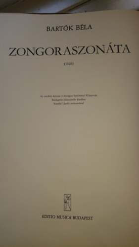 Zongoraszonta (1926) - nagyalak fakszimile kiads
