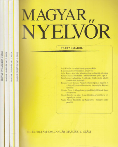 Magyar Nyelvr (2007. teljes vfolyam, 4 ktetben, lapszmonknt)