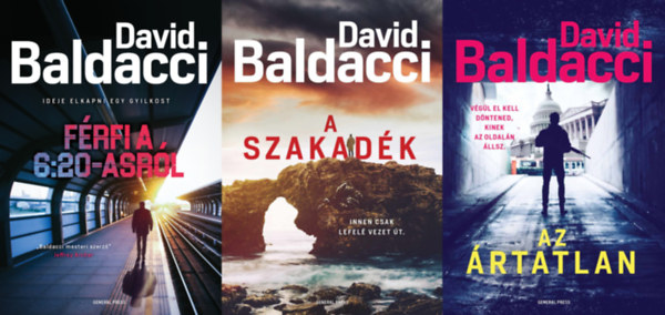 3 db David Baldacci krimi a Travis Devine s a Will Robbie sorozatokbl: Frfi a 6:20-asrl + A szakadk + Az rtatlan (A Travis Devine sorozat 1. s 2. rsze s a Will Robbie sorozat 1. rsze))