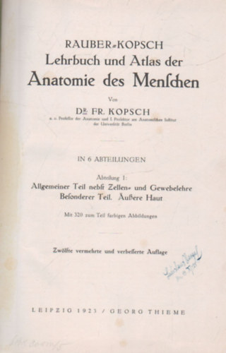 Lehrbuch der Anatomie - Anatomie Des Menschen I-III.