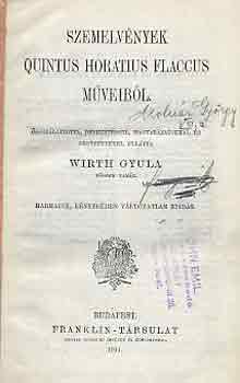 Szemelvnyek Quintus Horatius Flaccus mveibl