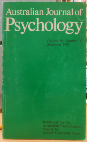 Australian Journal of Psychology - Volume 35 Number 3 December 1983